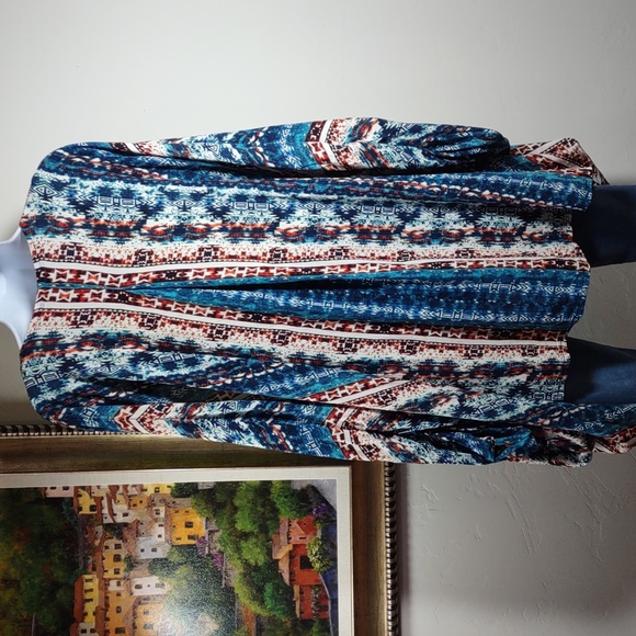 NY Collection Batik-look Cocoon Jacket - Picture 4 of 6